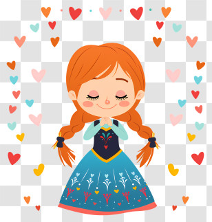 Frozen Anna Princess - Cartoon Girl With Hearts Transparent PNG