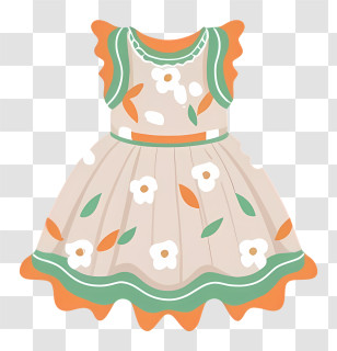 Cartoon - Cute Floral Dress Transparent PNG