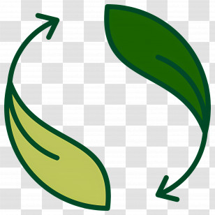 Circle Arrow - Green Recycling Symbol With Leaves Transparent PNG