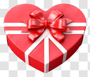 Red Heart Shaped Box - Red Heart Gift Box With White Ribbon Transparent PNG