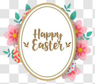 Easter - Easter Card With Flowers And Text Transparent PNG