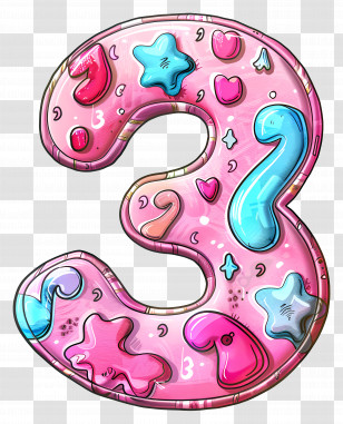 Number 3 - Decorative Pink Number 3 Transparent PNG