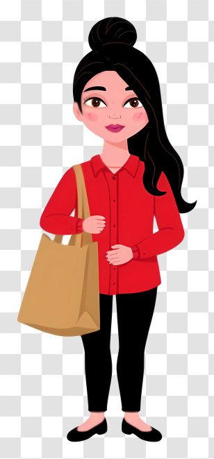 Woman Holding Grocery Bag - Casual Woman With Shopping Bag Transparent PNG