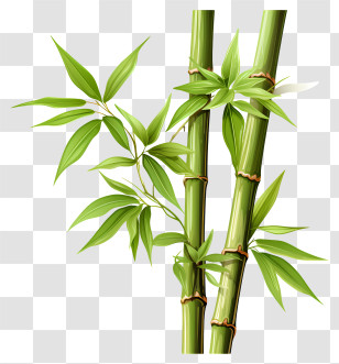 Hand Drawn Bamboo Stem - Green Bamboo Stems Illustration Transparent PNG