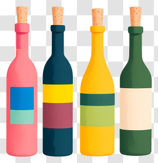 Colorful Spirits - Set Of Four Colorful Bottles Transparent PNG