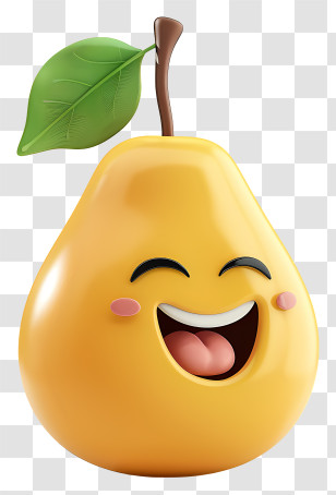 3d Cartoon Fruit - Smiling Pear Emoji Cartoon Art Transparent PNG