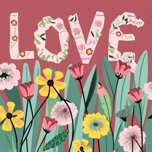 Love Word Art - Floral Love Art Illustration Transparent PNG