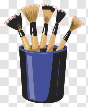Cartoon - Set Of Paintbrushes In A Holder Transparent PNG
