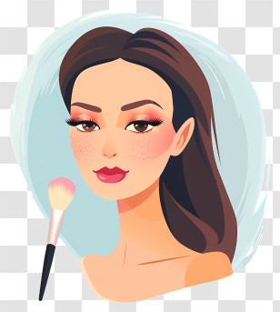 Make Up - Girl With Makeup Brush Illustration Transparent PNG