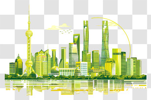 Beijing City Skyline - Modern City Skyline Artistic Illustration Transparent PNG