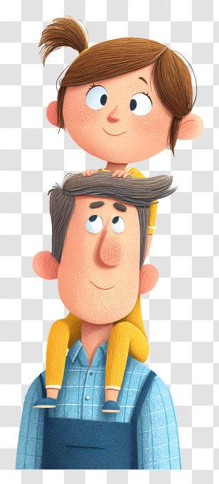 Little Girl Sat On Fathers Shoulder - Child On Adult's Shoulders Transparent PNG