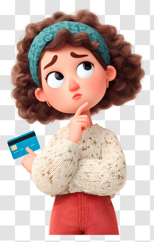 Woman Holding Credit Card - Girl Deciding With Credit Card Transparent PNG