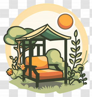 Outdoor - Cozy Gazebo With Chair In Garden Transparent PNG