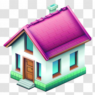 House Logo - Small Cute Doodle House With Purple Roof Transparent PNG