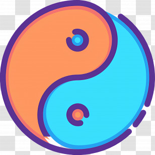Yin Yang - Yin-Yang Symbol With Vibrant Blue And Orange Colors Transparent PNG
