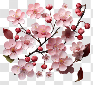 Cherry Blossom - Pink Cherry Blossoms In Full Bloom Transparent PNG