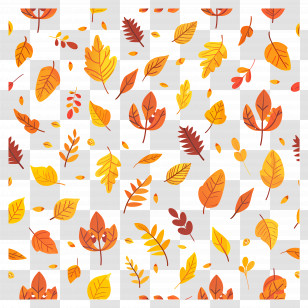 Autumn Leaves Pattern - Colorful Fall Leaves In An Autumn Pattern Transparent PNG