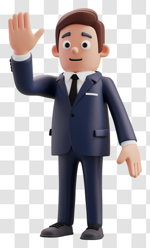 Businessman - Cartoon Businessman In Suit Waving Transparent PNG