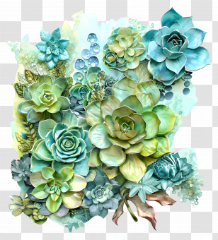 Succulent Plants - Beautiful Succulent Arrangement Artwork Transparent PNG