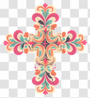 Christian Cross - Ornate Decorative Cross Transparent PNG
