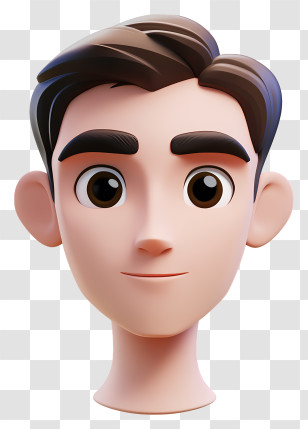 Man Model Face - 3D Cartoon Character Head Transparent PNG
