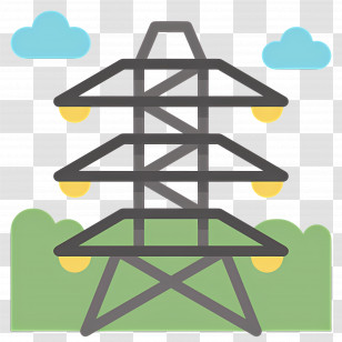 Electrical Transmission - Electric Tower In A Green Landscape Transparent PNG