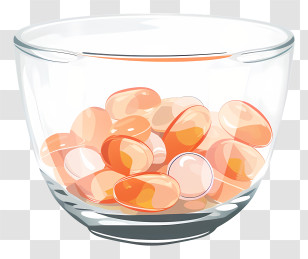 Medicine Tablet - Orange Pills In A Glass Bowl Transparent PNG