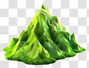 Green Mountain - Low-Poly Green Mountain Illustration Transparent PNG