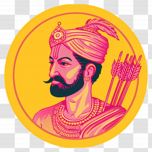 Indian King - Warrior With Arrows On Yellow Background Transparent PNG