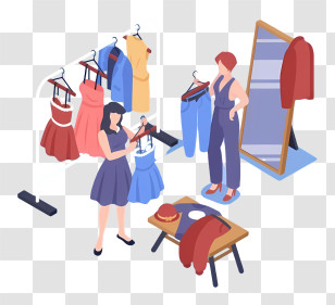 Airplane - Women Shopping In Clothing Store Transparent PNG