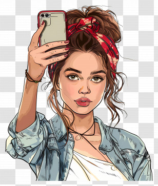 Woman Taking Selfie - Girl Taking A Selfie With Phone Transparent PNG