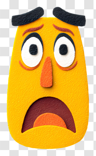 Scared Face - Yellow Face With Surprised Expression Transparent PNG