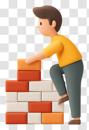 Man Building Bricks Wall - Person Building With Blocks Transparent PNG