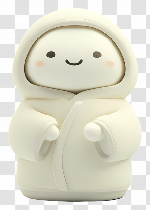 Bathrobe - Cute Smiling Figure In White Hoodie Transparent PNG