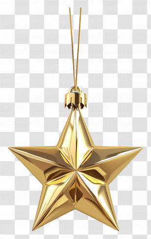 Gold Star - Golden Shiny Hanging Star Ornament Transparent PNG