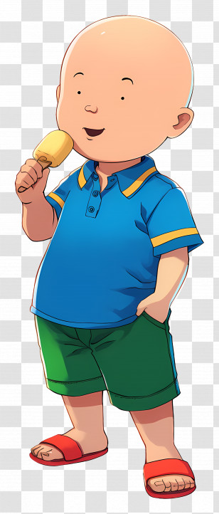 Caillou - Cartoon Boy Enjoying Popsicle Transparent PNG