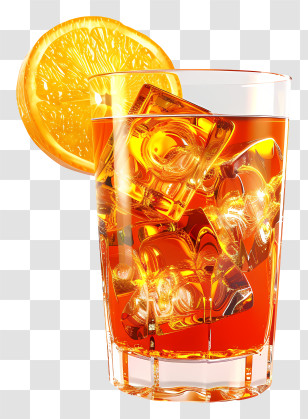 Aperol - Glass Of Orange Juice With Ice Cubes Transparent PNG