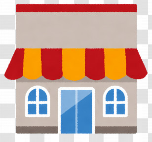 Shopping Building - Cartoon Store With Striped Awning Transparent PNG
