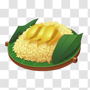 Malay Cuisine
 - Mango Sticky Rice Served On Banana Leaf Transparent PNG