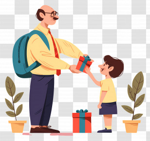 Happy Teachers Day - Child Giving A Gift To Teacher In Heartwarming Moment Transparent PNG