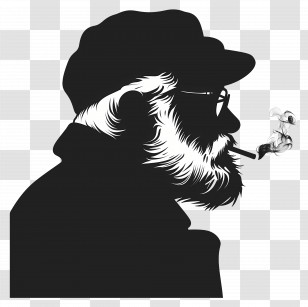 Old Man Silhouette - Silhouette Of Man With Pipe Transparent PNG