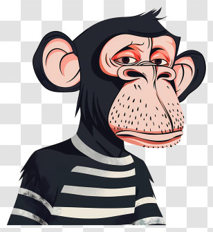 Monkey - Cartoon Monkey In Striped Shirt Transparent PNG