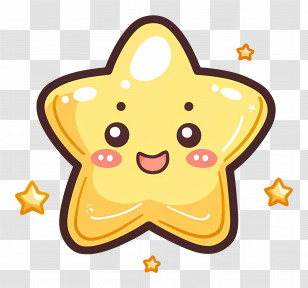 Kawaii Star - Adorable Cartoon Yellow Star Transparent PNG