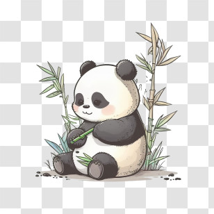 Watercolor Panda
 - Cute Panda Munching Bamboo Illustration Transparent PNG
