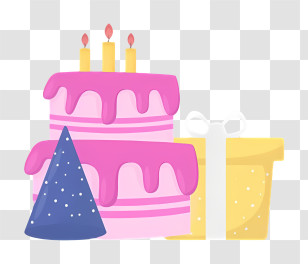 Birthday Cake - Birthday Cake And Gifts Illustration Transparent PNG