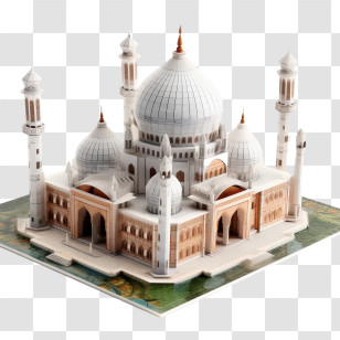 Mosque - White Mosque Model With Detailed Design Transparent PNG