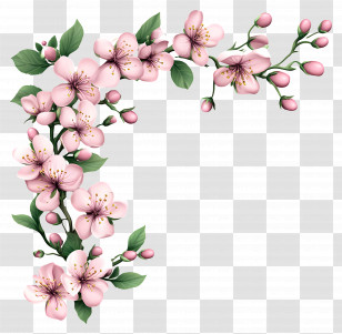 Flower Banner - Elegant Floral Frame With Pink Flowers Transparent PNG