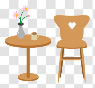 Cartoon - Cozy Table And Chair Setup Transparent PNG