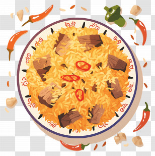 Pilaf - Spicy Rice Dish With Garnish Transparent PNG