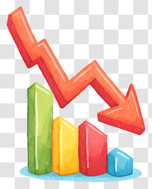 Stock Market Is Falling - Declining Bar Chart With Arrow Transparent PNG